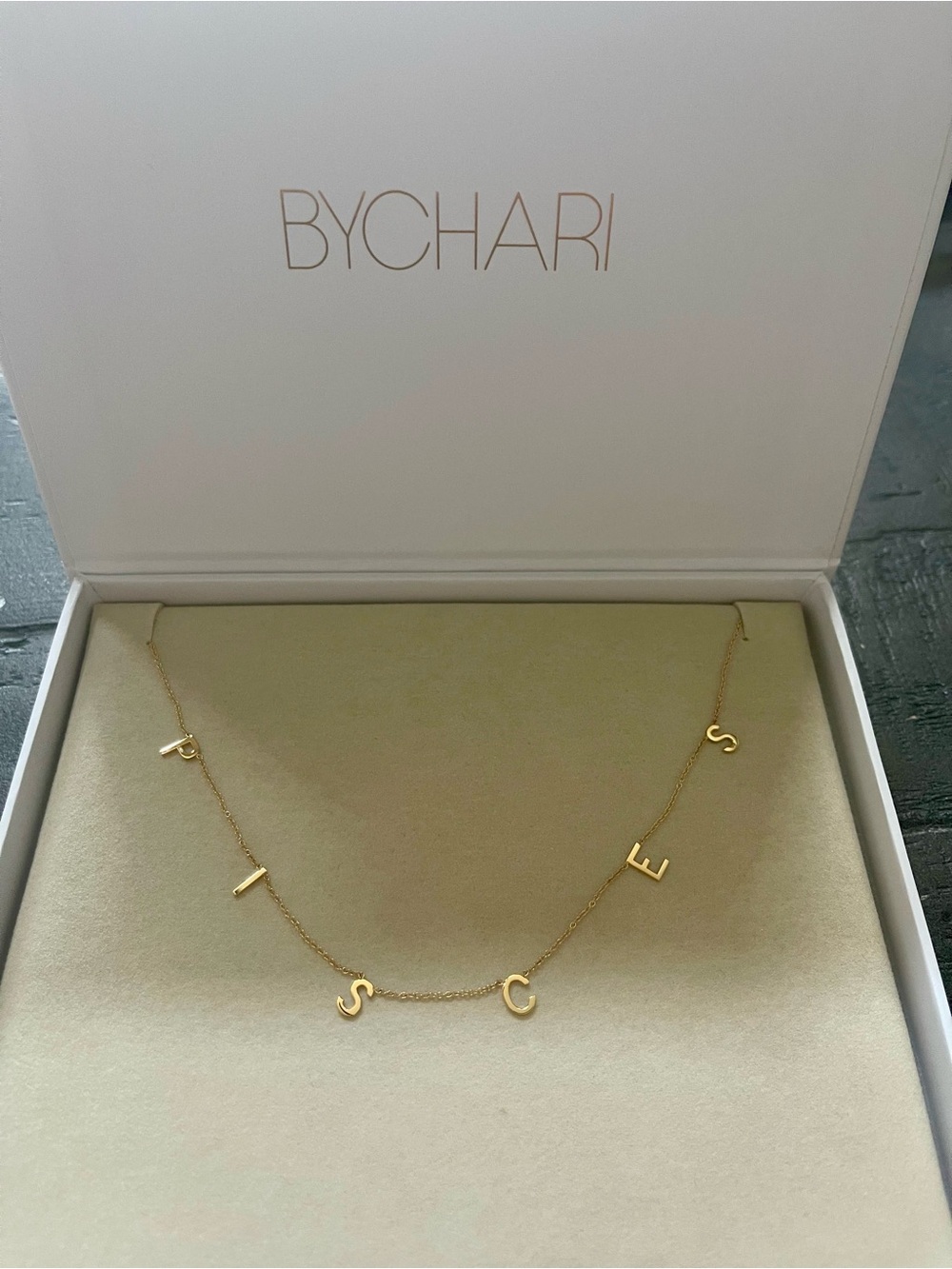 BYCHARI Gold PISCES Letter Charm Necklace